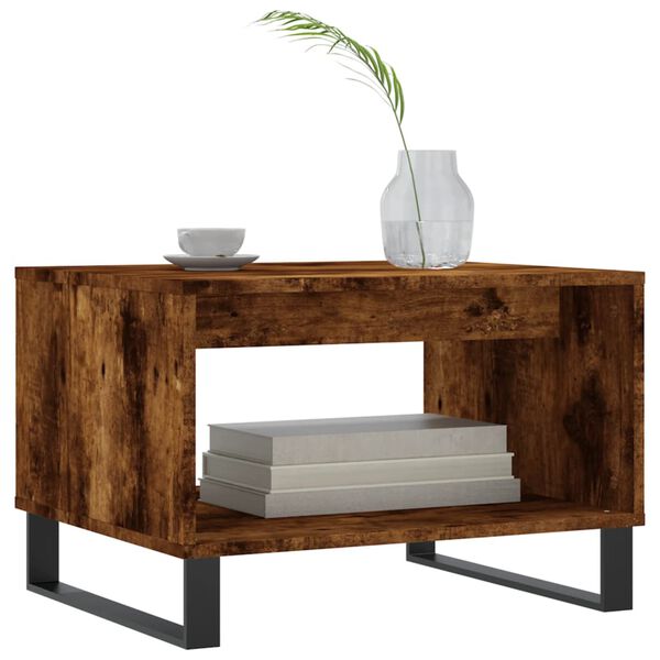 vidaXL Table basse ch&ecirc;ne fum&eacute; 60x50x40 cm bois d'ing&eacute;nierie