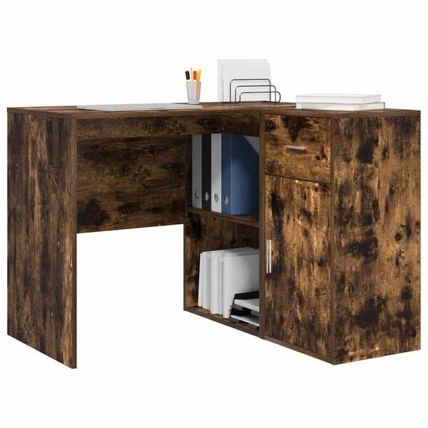 vidaXL Bureau d'angle avec tiroir Ch&ecirc;ne fum&eacute; 102 x 88 x 75 cm