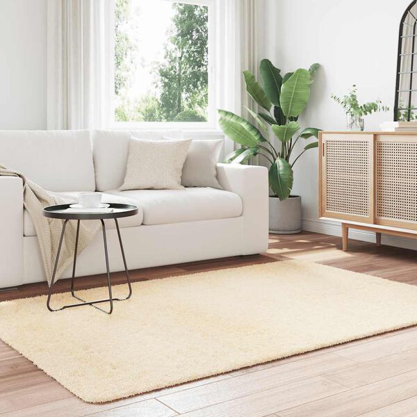 vidaXL Tapis Shaggy &agrave; poils longs NAVARRA cr&egrave;me 130x200 cm polyester