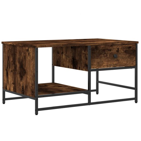 vidaXL Table basse ch&ecirc;ne fum&eacute; 85,5x51x45 cm bois d'ing&eacute;nierie