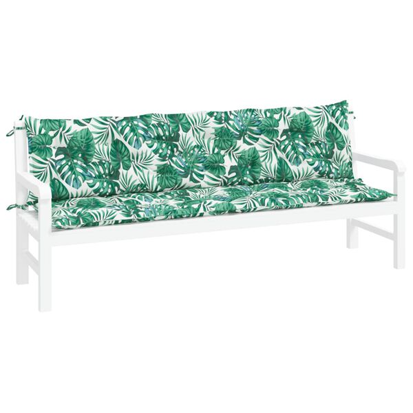 vidaXL Coussins de banc de jardin lot de 2 motif de feuilles