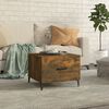 vidaXL Table basse avec pieds en m&eacute;tal Ch&ecirc;ne fum&eacute; 50x50x40 cm