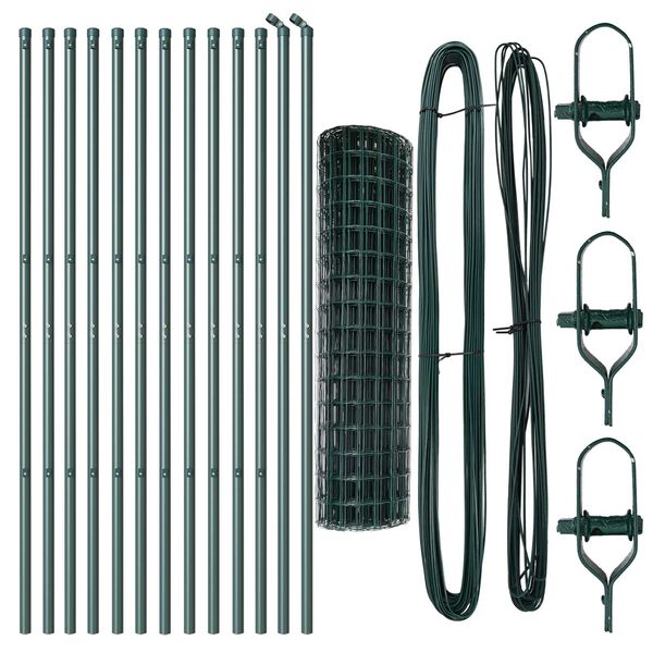 vidaXL Cl&ocirc;ture avec poteaux Vert 1 x 25 m Acier