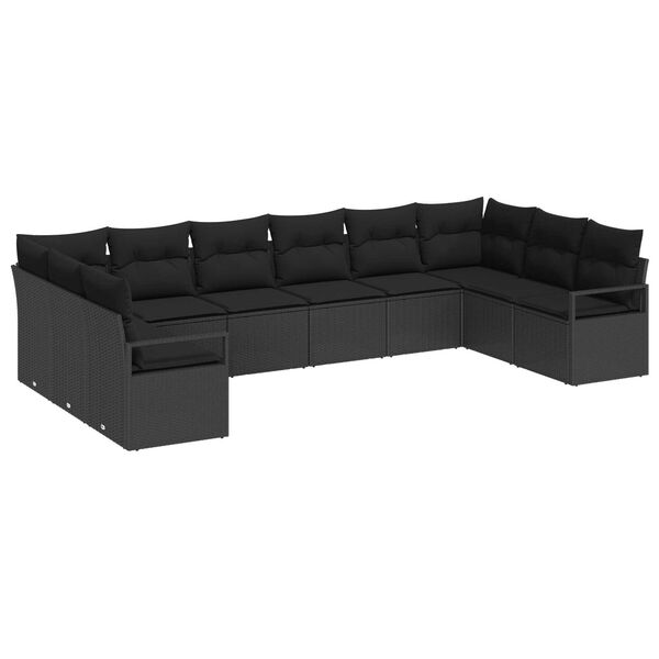 vidaXL Ensemble de Canap&eacute;s avec coussin 10 pcs Noir polyrotin
