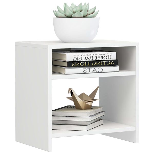 vidaXL Table de chevet Blanc brillant 40x30x40 cm bois d'ing&eacute;nierie