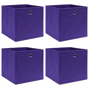 vidaXL Bo&icirc;tes de rangement 4 pcs Violet 32x32x32 cm Tissu
