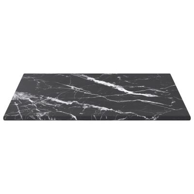 vidaXL Dessus de table noir 30x30 cm 6 mm verre trempé design marbre