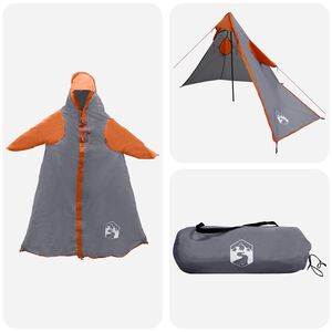 vidaXL Poncho de pluie 2-en-1 avec capuche Gris et orange