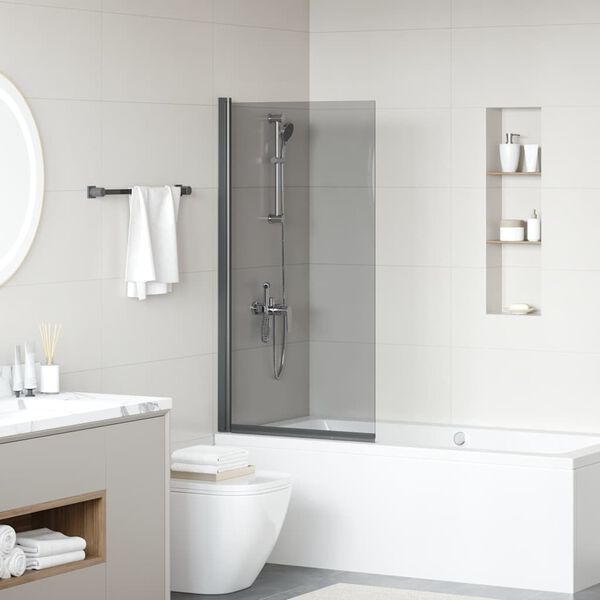 &Eacute;cran de douche de bain Noir 68 x 130 cm Verre tremp&eacute;