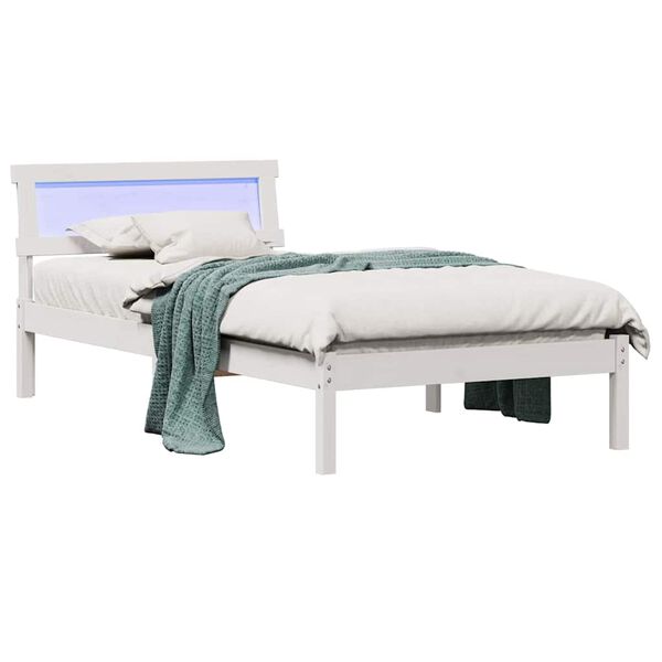 vidaXL Cadre de lit avec t&ecirc;te de lit Blanc 90 x 190 cm Pin massif