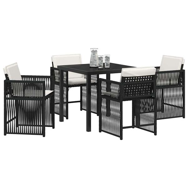 vidaXL Ensemble de salle &agrave; manger pour jardin 5 pcs Noir polyrotin