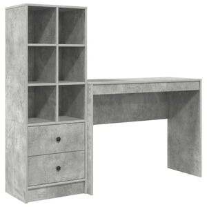 vidaXL Bureau Gris b&eacute;ton 145,5 x 40 x 127 cm 2 pc
