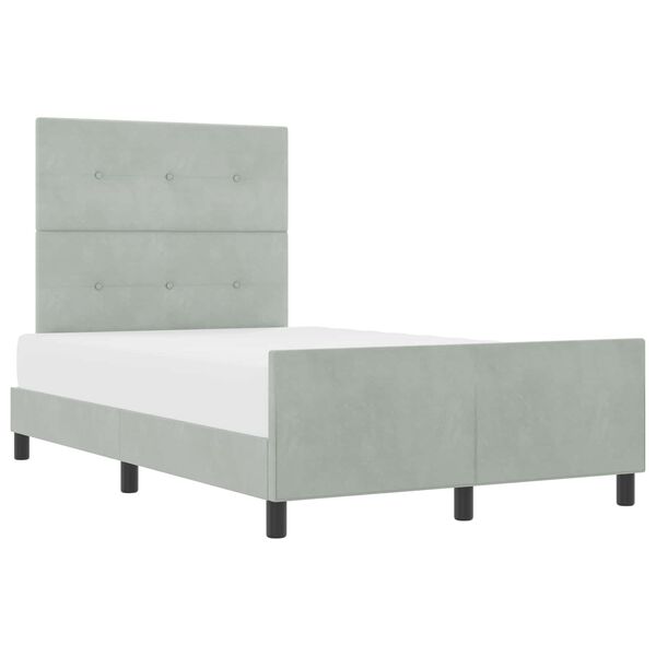 vidaXL Lit &agrave; ressorts avec t&ecirc;te de lit Gris clair 120 x 190 cm Velours