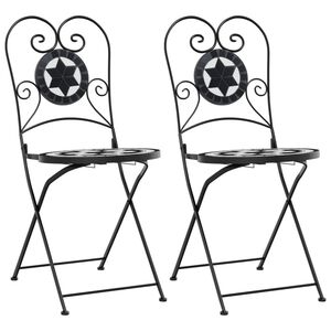 vidaXL Chaises pliantes 2 pi&egrave;ces en c&eacute;ramique noire et blanche