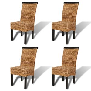 vidaXL Chaises &agrave; manger lot de 4 bois solide de manguier et abaca
