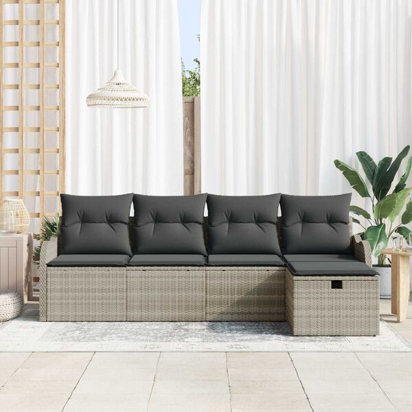 vidaXL Ensemble de canapé de jardin 5 pcs Gris clair 231 x 117 x 85 cm