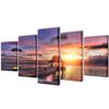 vidaXL Set de toiles murales imprim&eacute;es Plage avec pavillon 100 x 50 cm