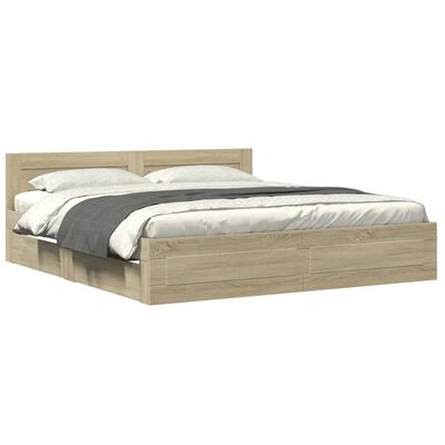 vidaXL Cadre de lit tête de lit sans matelas chêne sonoma 200x200 cm