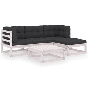 vidaXL Salon de jardin 5 pcs avec coussins Bois de pin massif