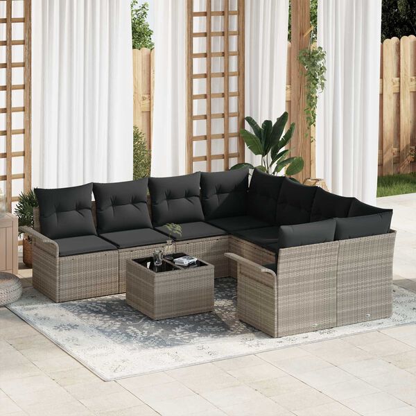 vidaXL Ensemble de canapé de jardin 9 pcs Gris clair et gris foncé
