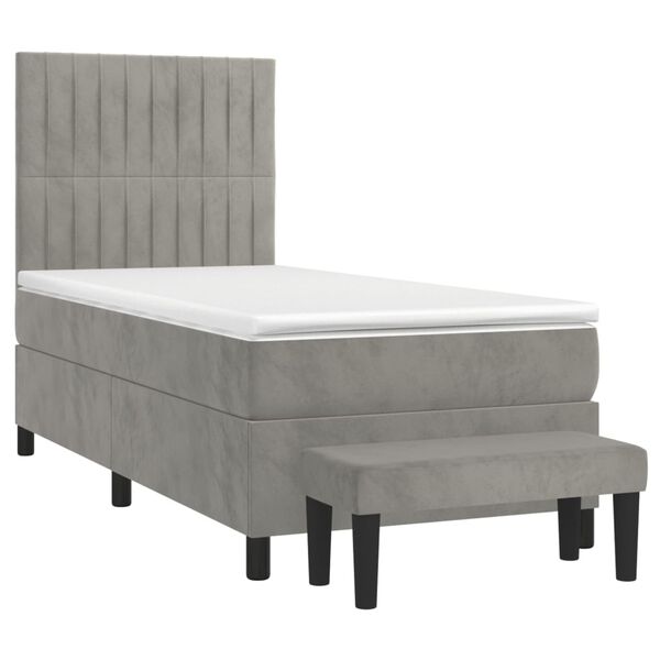vidaXL Sommier &agrave; lattes de lit et matelas Gris clair 80x200 cm Velours