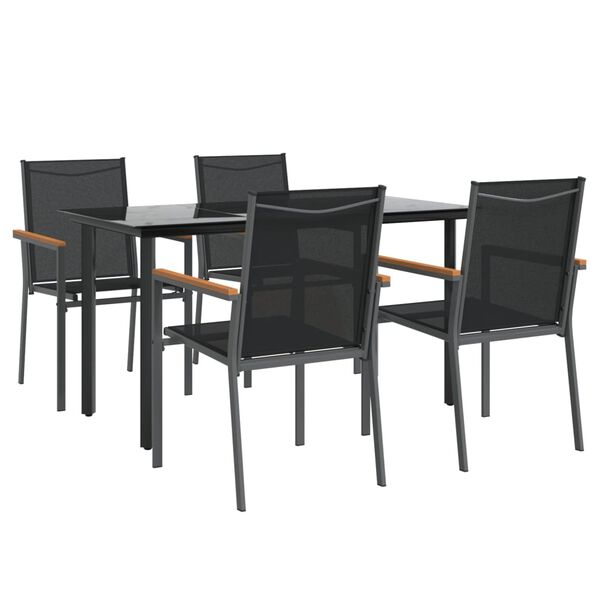 vidaXL Ensemble à manger de jardin 5 pcs noir textilène et acier