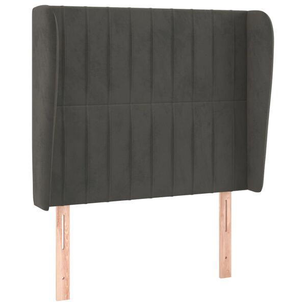 vidaXL T&ecirc;te de lit avec oreilles Gris fonc&eacute; 103x23x118/128 cm Velours