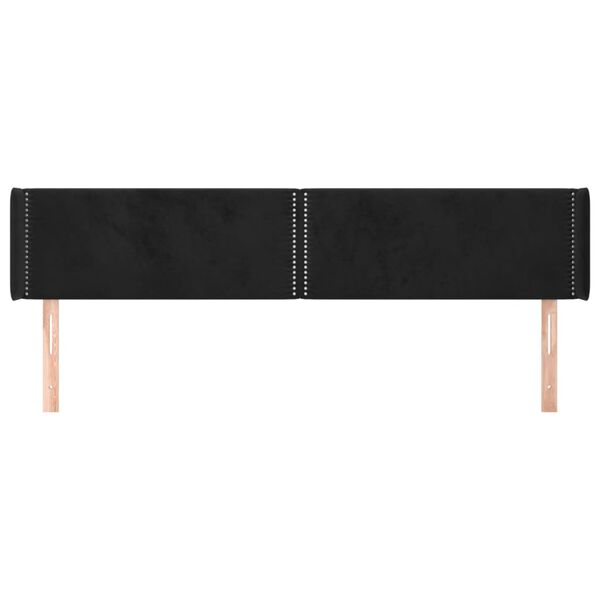vidaXL T&ecirc;te de lit avec oreilles Noir 203x16x78/88 cm Velours