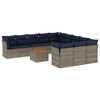 vidaXL Salon de jardin avec coussins 12 pcs gris r&eacute;sine tress&eacute;e