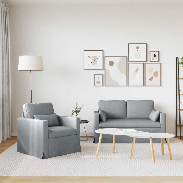 vidaXL Ensemble de Canap&eacute;s 2 pcs Gris clair 139 x 78 x 80 cm tissu