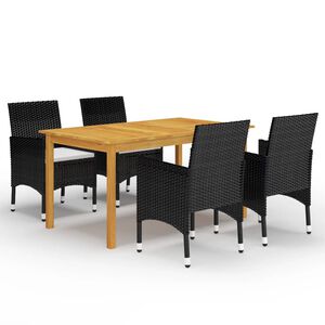 vidaXL Ensemble &agrave; manger de jardin 5 pcs Noir