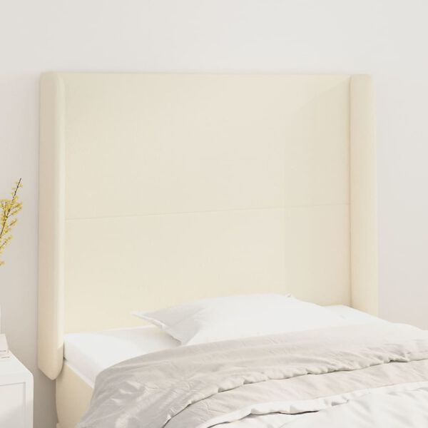 vidaXL T&ecirc;te de lit avec oreilles Cr&egrave;me 93x16x118/128 cm Similicuir