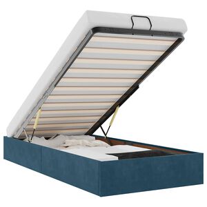vidaXL Cadre de lit ottoman sans matelas bleu fonc&eacute; 90x190 cm velours