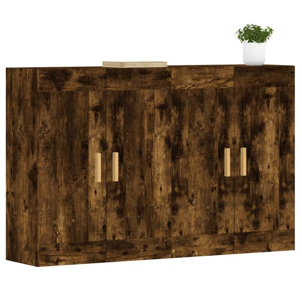 vidaXL Armoires murales 2 pcs ch&ecirc;ne fum&eacute; bois d'ing&eacute;nierie