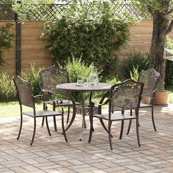 vidaXL Ensemble de salle &agrave; manger pour jardin 5 pcs Bronze