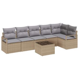 vidaXL Ensemble de Canap&eacute;s avec coussin 7 pcs Beige polyrotin
