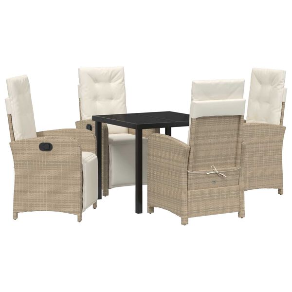 vidaXL Ensemble de salle &agrave; manger pour jardin 5 pcs Beige polyrotin