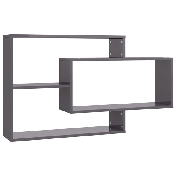 vidaXL &Eacute;tag&egrave;res murales Gris brillant 104x20x58,5 cm bois d'ing&eacute;nierie