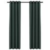 vidaXL Rideaux occultants Aspect lin avec &oelig;illets 2 pcs Vert 140x225cm