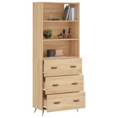 vidaXL Buffet haut Chêne sonoma 69,5x34x180 cm Bois d'ingénierie