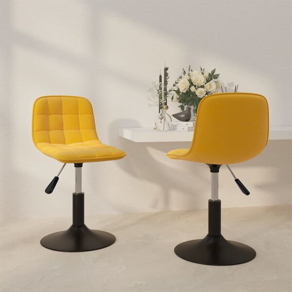 vidaXL Chaises &agrave; manger pivotantes lot de 2 jaune moutarde velours
