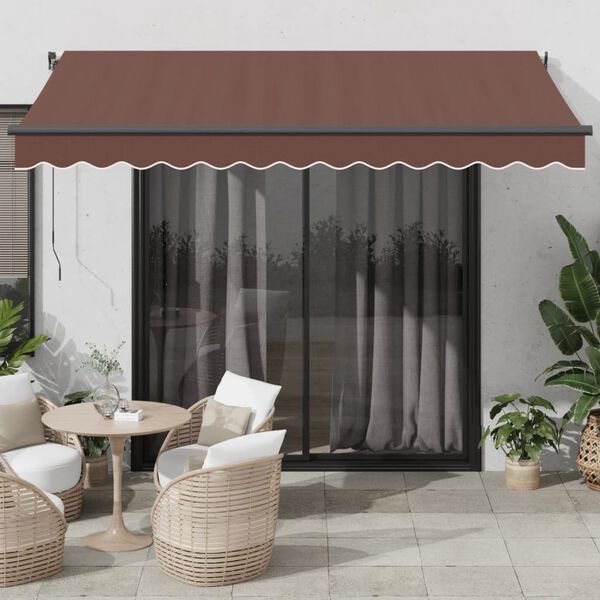 vidaXL Auvent manuel r&eacute;tractable avec LED marron 350x250 cm