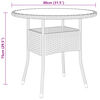 vidaXL Table de jardin Ø80x75 cm Verre trempé/résine tressée Noir