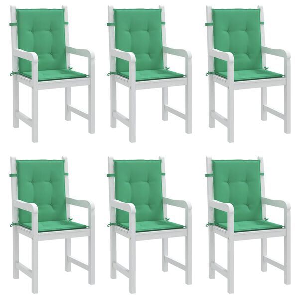 vidaXL Coussins de chaise de jardin &agrave; dossier bas lot de 6 vert
