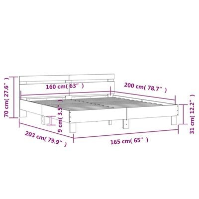 vidaXL Cadre de lit sans matelas gris béton 160x200 cm