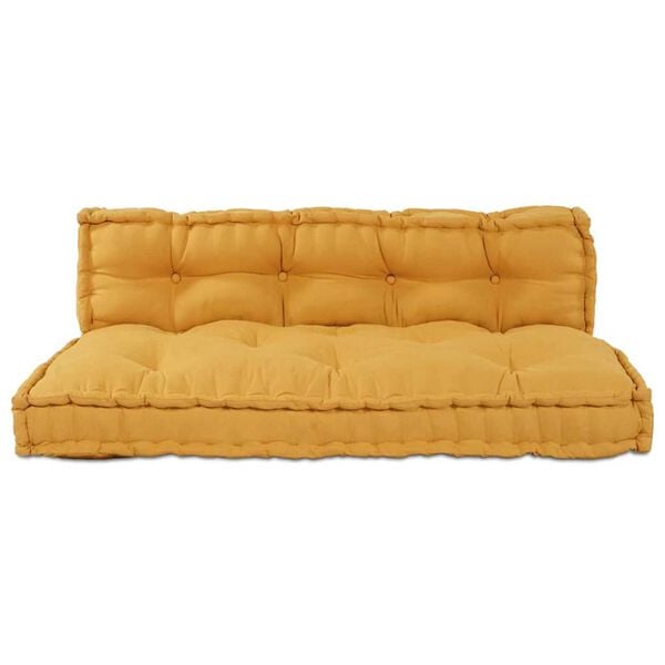 vidaXL Coussin de canap&eacute; sur palette Jaune tissu