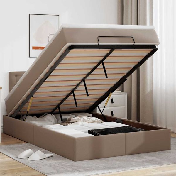 vidaXL Lit ottoman avec matelas & LED cappuccino 120x190cm similicuir