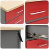 vidaXL Placard de travail 3 pcs Rouge et Gris 75 x 45 x 85 cm
