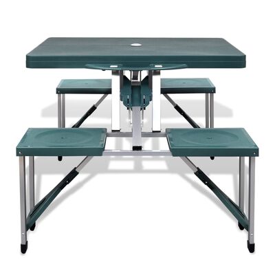 vidaXL Ensemble de table pliable de camping avec 4 tabourets aluminium