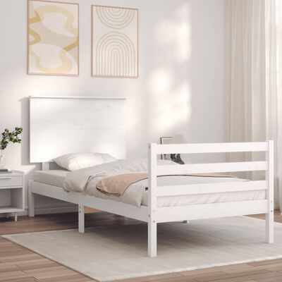 vidaXL Cadre de lit sans matelas blanc 90x200 cm bois massif